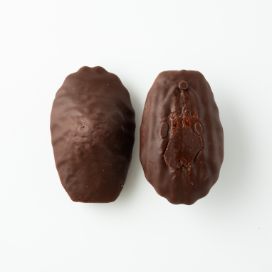 Madeleines natures enrobées de chocolat noir
